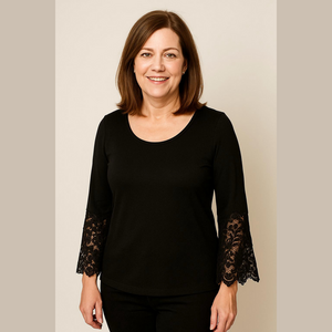 Devotion by Cyrus Black Lace Bell Sleeve Top XL
